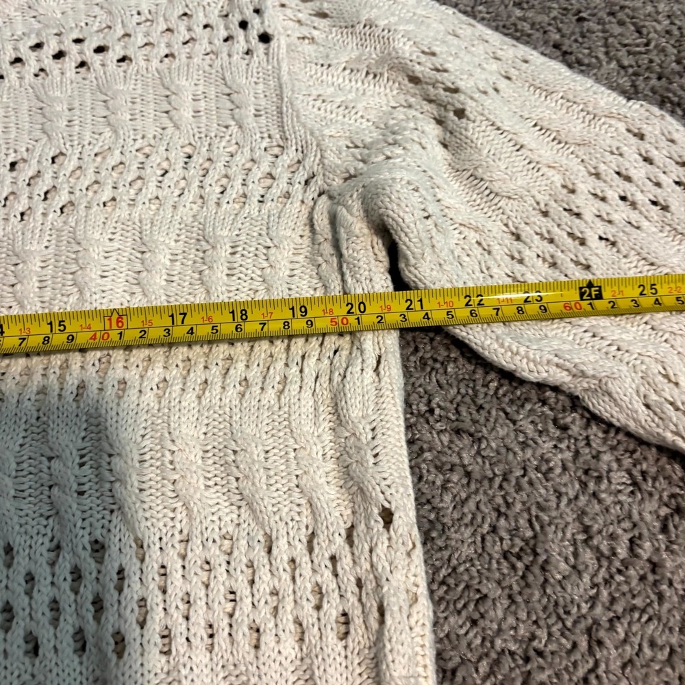 Joe Fresh Womens XL Cream Knit Sweater 100% Cotton Open Knit Lightweight - Picture 6 of 8